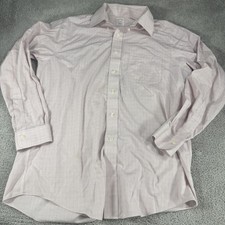 Brooks Brothers Shirt Mens 15.5 34/35 Pink Check Regular Fit Non Iron LS Supima