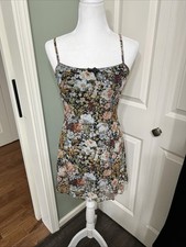 Shein Sundress Womens Medium Black Floral Print Adjustable Strap Dress