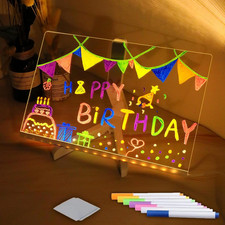 LED Note Board with Colors - Acrylic Dry Erase Board with Light - Glowing Acryli