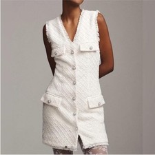 BHLDN Tweed Beaded Mini Reception Dress SZ XS