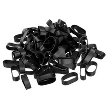 50pcs Silicone Rubber Bands Rings Non-slip 1" Flat Black for Books Art