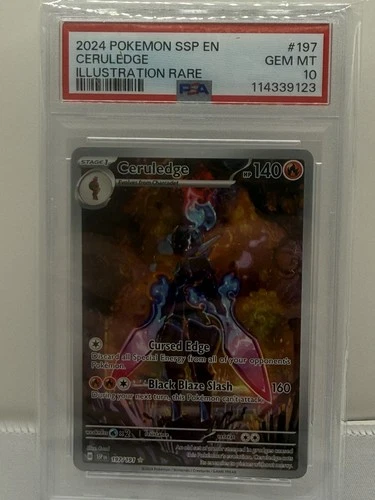 Pokémon TCG Ceruledge 197/191 Sv08 Surging Sparks Illustration Rare Holo PSA 10