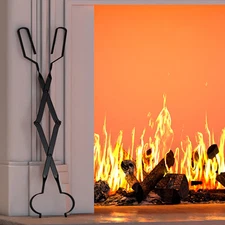 Arc Design Fireplace Tools, 26'' Firewood Tongs Log Grabber with Handcrafted Wro