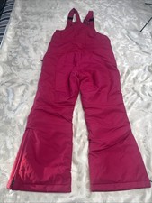 Lands  End Snow Pants Grow-A-Longs Ski Snowboard Bright PINK Girls Size 8 Nice 