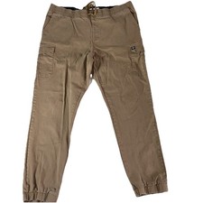 True Religion Cargo Jogger Pants Mens Medium Brown Jogger Elastic Waist Hem