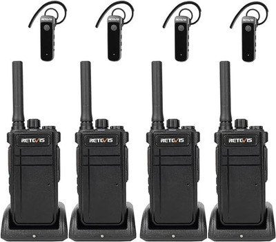 RB37 Bluetooth Walkie Talkies with Earpiece, Flashlight & Long Battery Life (4 P