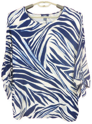 TB15130- CHAPS Women's Stretch Viscose Top 3/4 Sleeve Animal Zebra Multicolor 1X