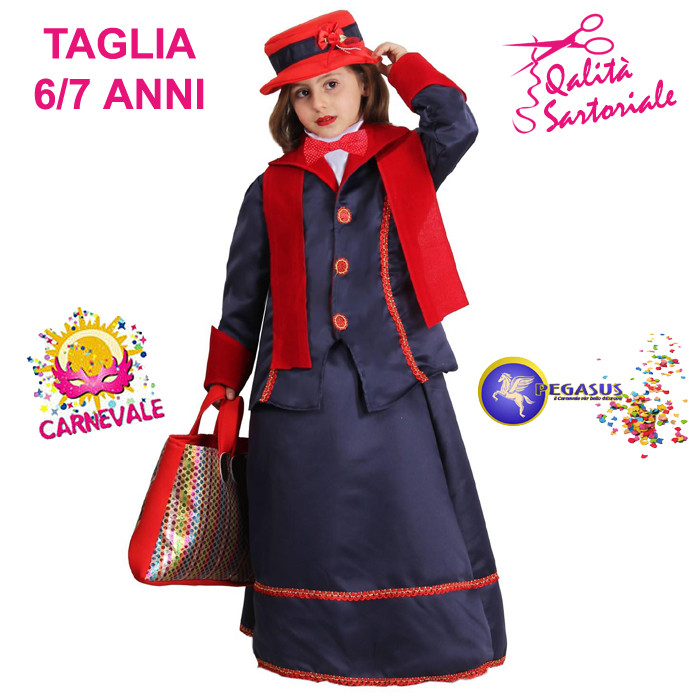 COSTUME VESTITO DI CARNEVALE MARY POPPINS 6/7 ANNI PEGASUS 1910