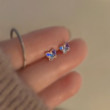 S925 Sterling Silver Butterfly Zirconia Stud Earrings for Women- 