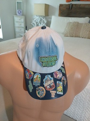Universal Studios Souvenir Hat w/ Patch Art Multi-Characters Blue White