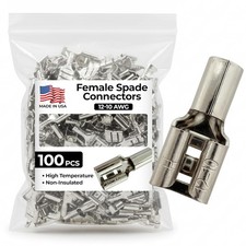 Female Spade Connectors Non-Insulated Quick Disconnect 100 Pcs 12-10 Gauge
