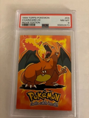 1999 topps pokemon charizard #6 movie edition psa 8