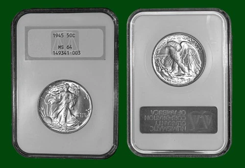 1945 P Walking Liberty Silver Half-Dollar NGC MS64 Uncirculated Old Fat Holder