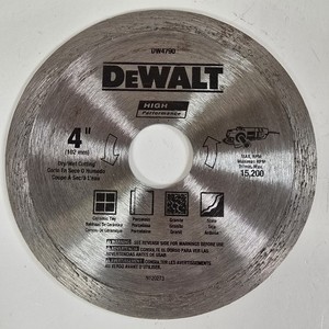 Dewalt DW4790 4in Diamond Dry Wet Cutting Blade Continuous Blade Tile Blade