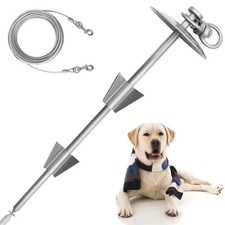Heavy Duty Dog Tie Out Stake with 10FT Dog Cable for Large Up to 150 Lbs, Spi...