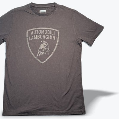 Automobili Lamborghini Mens T Shirt Charcoal Grey Big Shield Logo Graphic Small