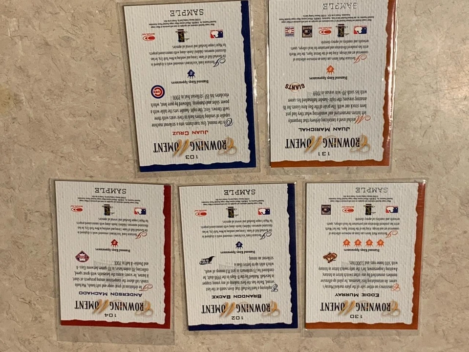 2002 Diamond Kings Sample (5) Murray, Cruz, Marichal, Machado, Backe SKU#36630 - Image 2 of 2