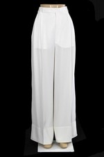 St John Knits Silk Wide Leg Sharp Pleated Suiting Trousers Pants Cream Sz 8 NWOT