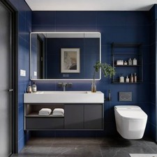 Easy To Install 35"x28"Mirror Storage Grey Bathroom Medicine Cabinet With Mirror