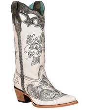 Corral Women's Floral Inlay Western Boot - Snip Toe - C3935 7 1/2 M
