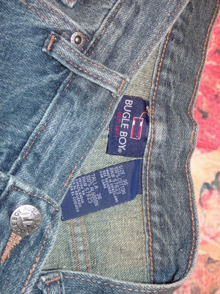 VTG Men's Bugle Boy Shorts 36 Blue Denim Cargo Jorts Skater Rave Hip Hop Y2K 90s - Image 4 of 4