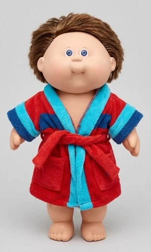 Cabbagepatch Kids Vintage 1978-1982 Brown Hair Blue Eyes Doll Bath Robe Outfit