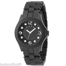 NEW-MARC JACOBS BLACK PELLY SILICON BAND,WHITE NUMBERS WATCH-MBM2507