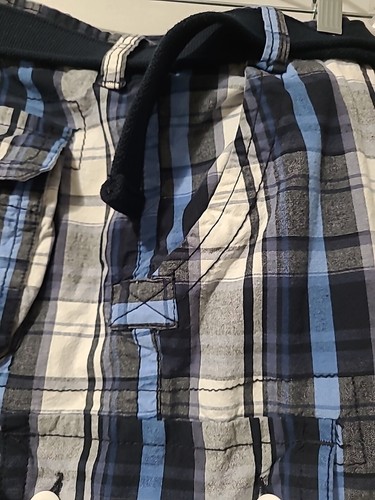 FOUNDRY PLAID CARGO BLUE SHORTS W/NAVYBELT SIZE 44 NAVY 9" INSEAM 100% COTTON - Picture 11 of 20