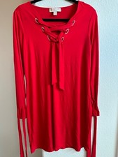 Michael Kors Red Long Sleeve Rhinestone lightweight Party Dress Small