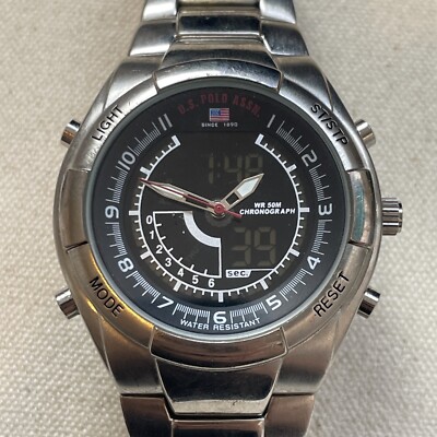 MEN'S US POLO ASSN WRIST WATCH US8222 ANALOG DIGITAL Stainless Steel New Battery