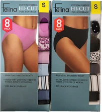 Felina Ladies' SMALL Cotton Stretch Brief or Hi Cut  8 PACK Full Coverage, NEW