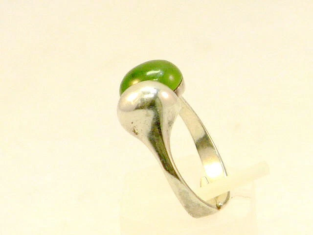 Schönes älteres 835 Silber Ring mit Jade Cabochon um 1930 - Bild 3 von 4