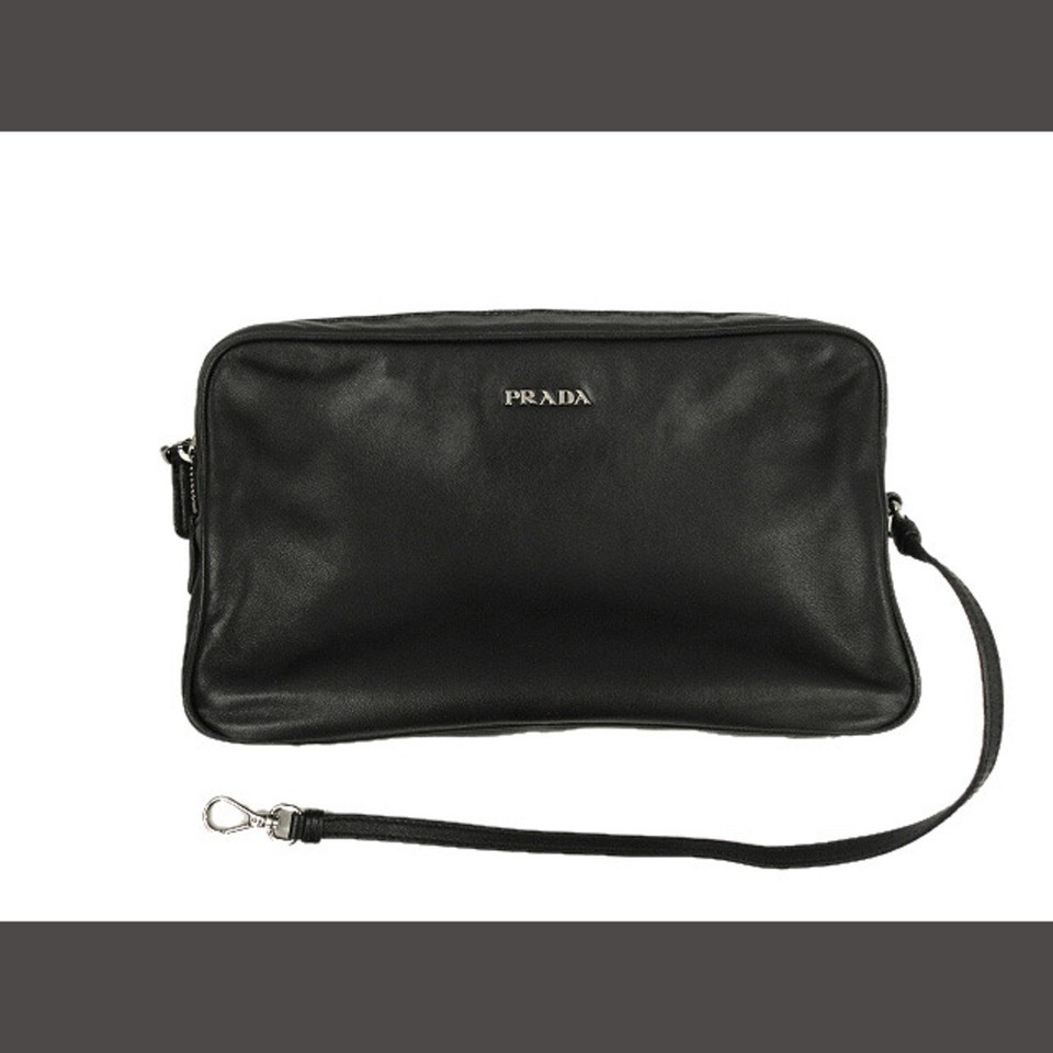 Prada chain shoulder bag black punching eyelet 1BB017 Used