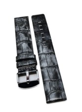 Poljot 18mm Black  Grey Genuine Leather Watch Strap   with Polished Buckle