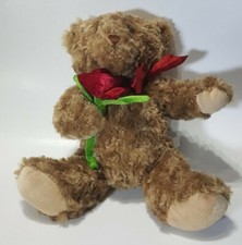 Dan Dee Collector's Choice Valentine's Stuffed Brown Bear with Rose and Red Bow
