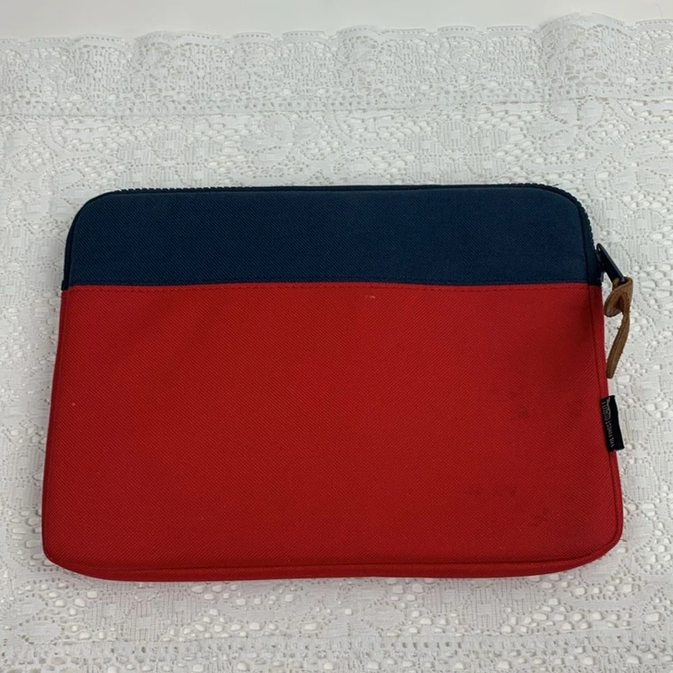 Herschel Bolsa con Cremallera Bolso Tablet Cubierta Rojo Azul Cierre con Cremallera Acolchado Foto 2 de 4