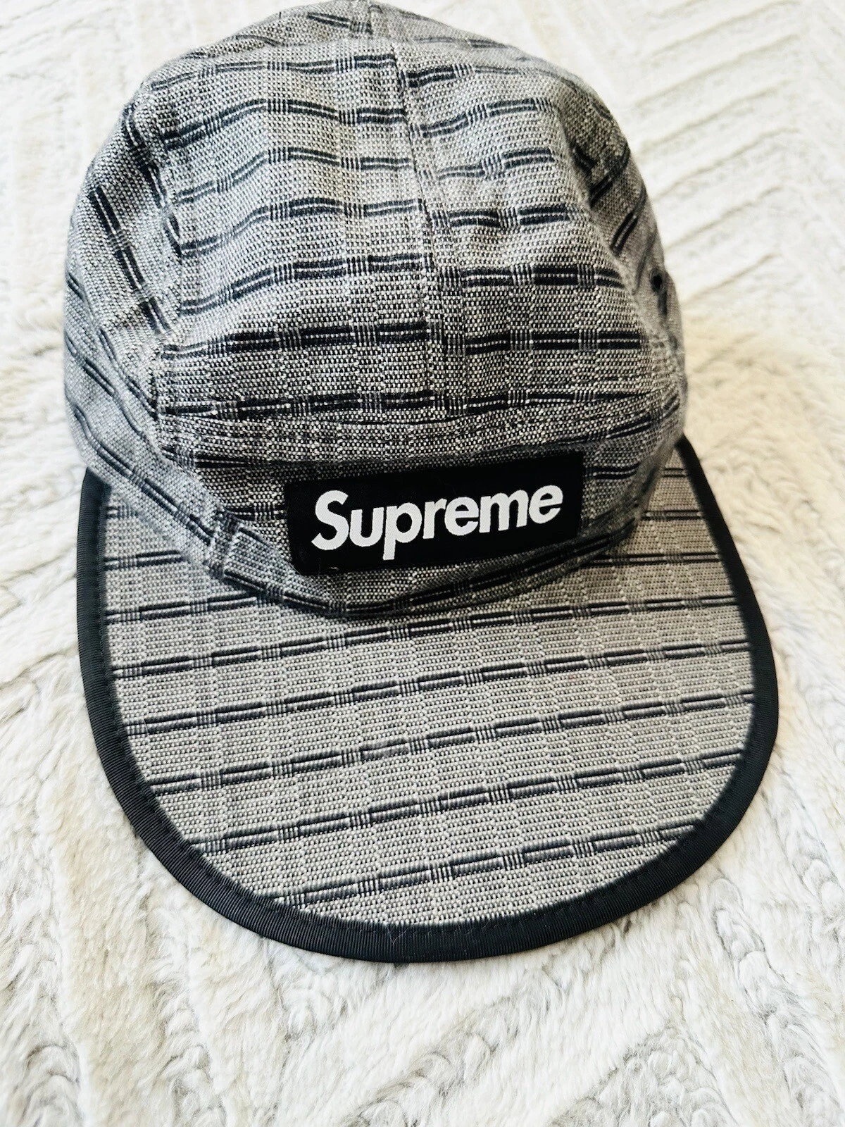 Casquette de camp tissée Supreme Népal noire M/L S/S 16 gris