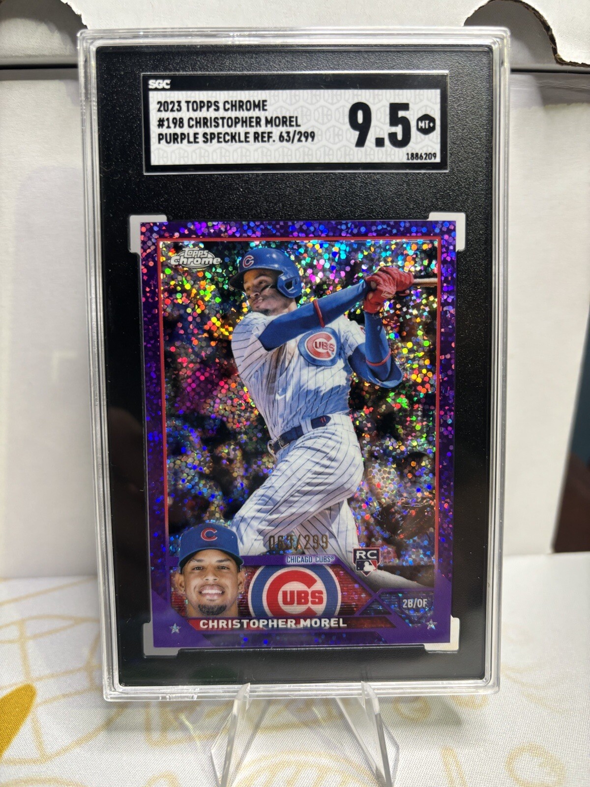 Christopher Morel - 2023 Topps Chrome #198 RC Purple Speckle /299 SGC 9.5