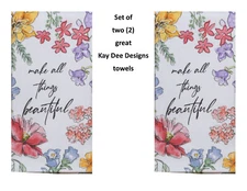 Set of 2 KAY DEE DESIGNS "All Things Beautiful" R7274~Dual Purpose Terry Towels~