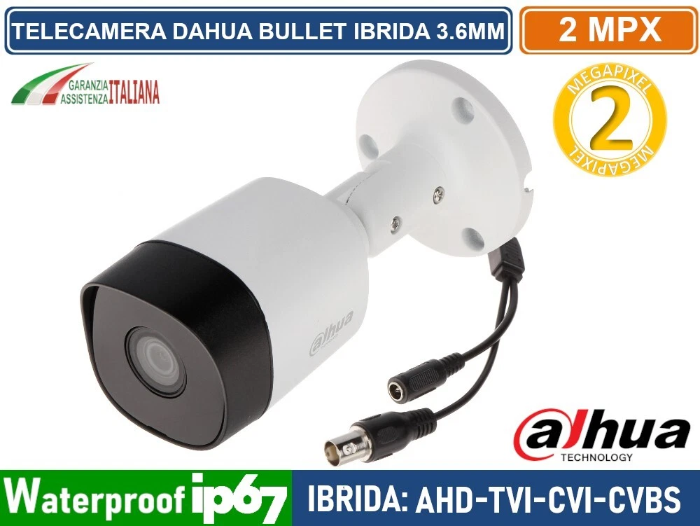 Telecamera Di Sorveglianza DAHUA HDCVI Da Esterno 2MP Con Ottica Fissa 2.8mm - HAC-HDW1200TLM-S6, IP67, IR 30mt