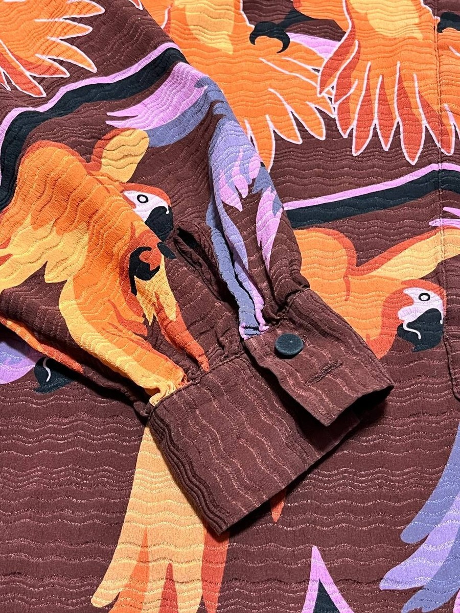 Fendi Parrot Animal Print Shirt Silk Dress Multicolor Size