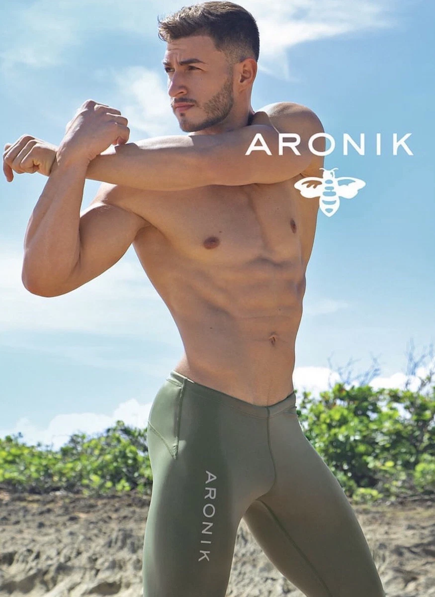 Mens Aronik Jock Spandex 3 4 Bodybuilding Tights Compression Pants