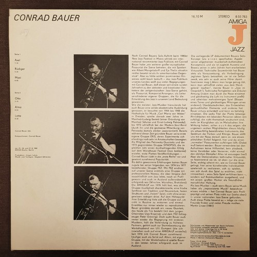 LP 12'' Amiga Jazz Vinyl in Near Mint: Conrad Bauer - Improvisation Erstausgabe - Bild 2 von 3