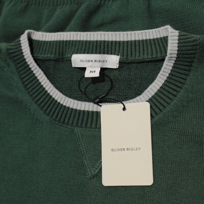Oliver Ridley NWD Blount Crew Neck Pullover Sweater Size M in Green Cotton Blend