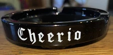 CHEERIO Vintage Ashtray, Black Amethyst Glass 4-1/4" Diameter