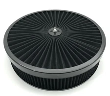 14" x 3" Air Cleaner Set SuperFlow Washable All Black Extraflow Chevy Ford Mopar