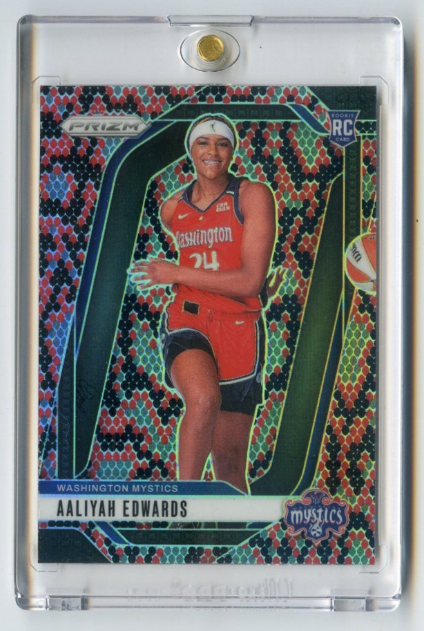 2024 Panini Prizm WNBA AALIYAH EDWARDS RC ROOKIE #142 SNAKESKIN PRIZM MYSTICS SP