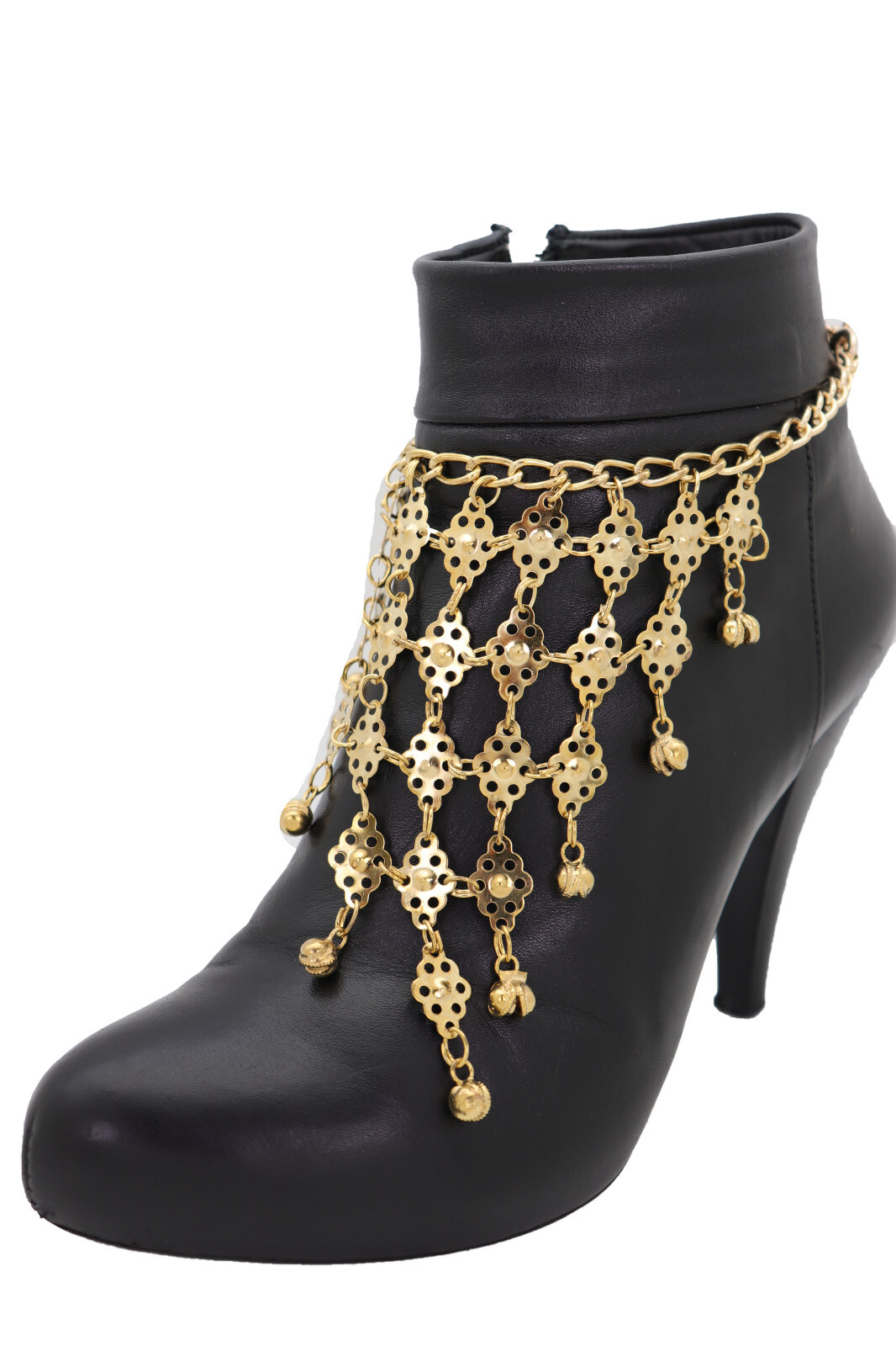 Women Boot Gold Metal Chain Bells Bracelet Ethnic Shoe Charm HANDMADE ...