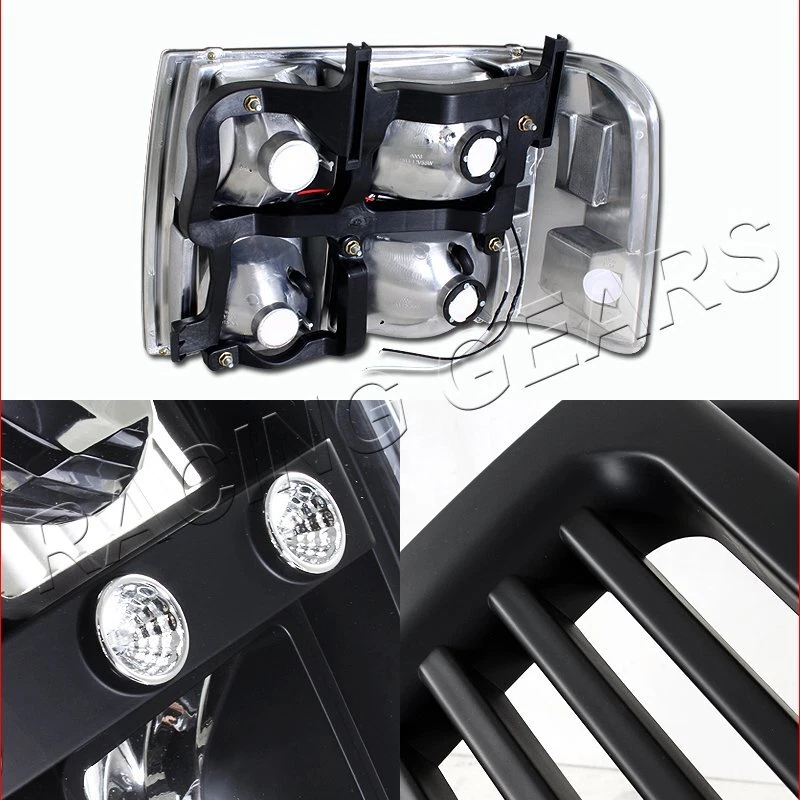 Luces LED de carcasa negra + rejilla para Chevy Tahoe/Suburban 1500 2500 00-06 Foto 2 de 4