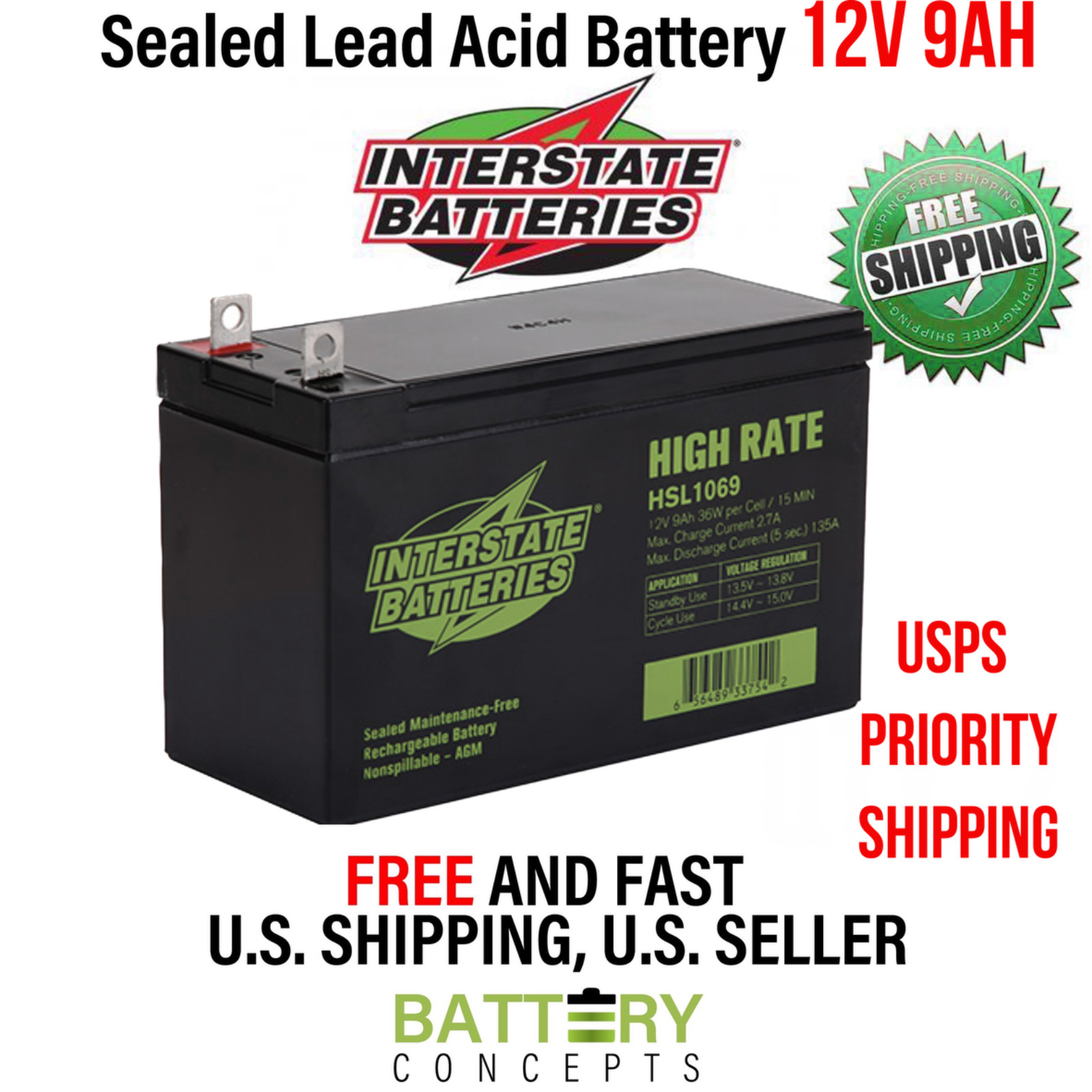 Generac GP7500E Portable Generator Compatible Replacement Battery HSL1069 12V
